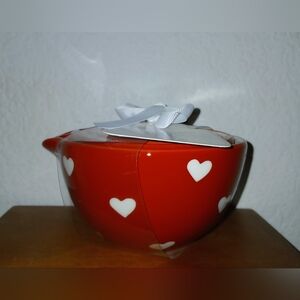 Red Ceramic Measuring Cups With White Hearts